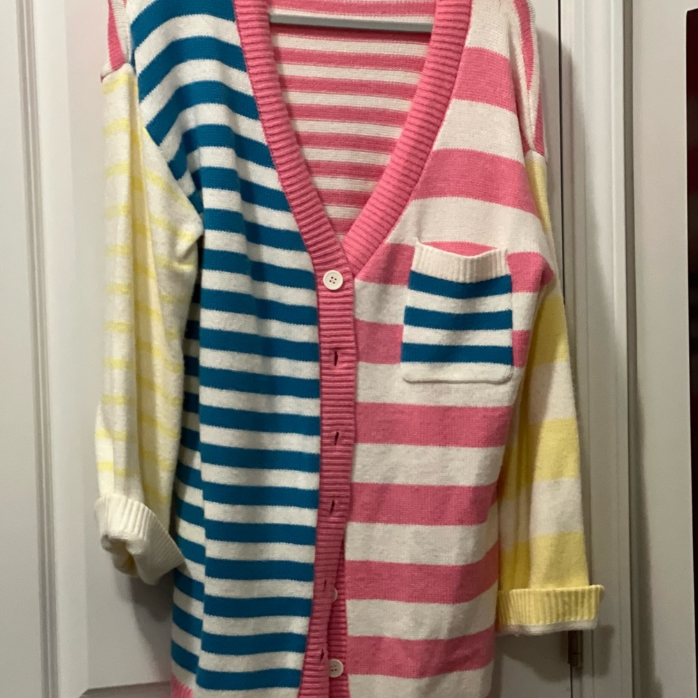 Pink Lily Colorful Striped Cardigan